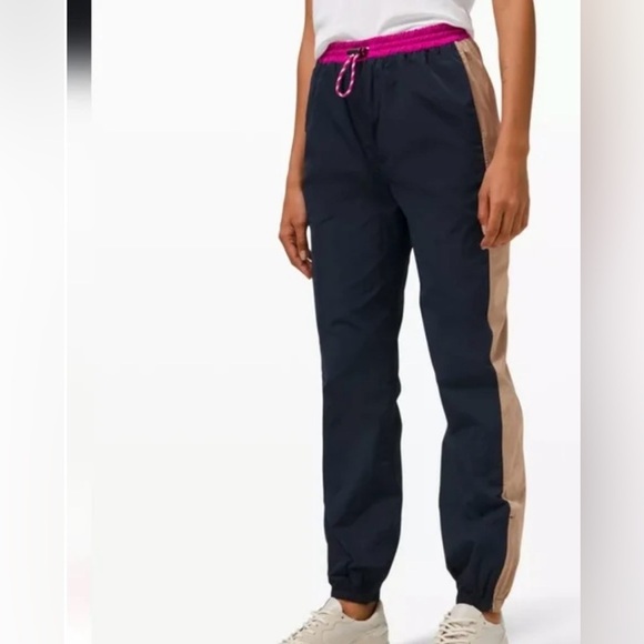 lululemon athletica Pants - Lululemon Evergreen Track Pant True Navy/Cafe Au Lait/Ripened Raspberry Size 8